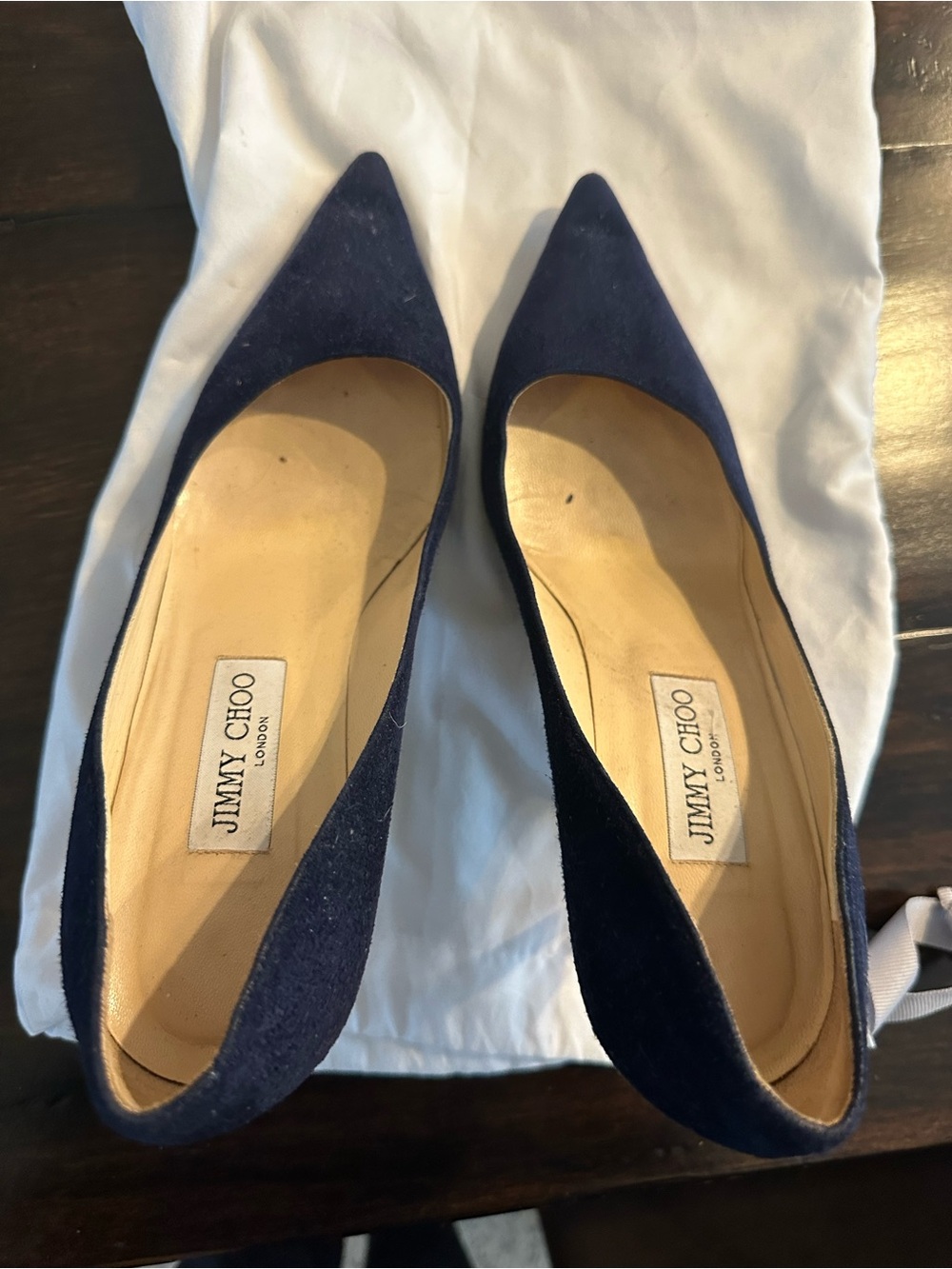 Women's Jimmy Choo Navy Suede Pointed-Toe Pumps - Picture 2 of 4